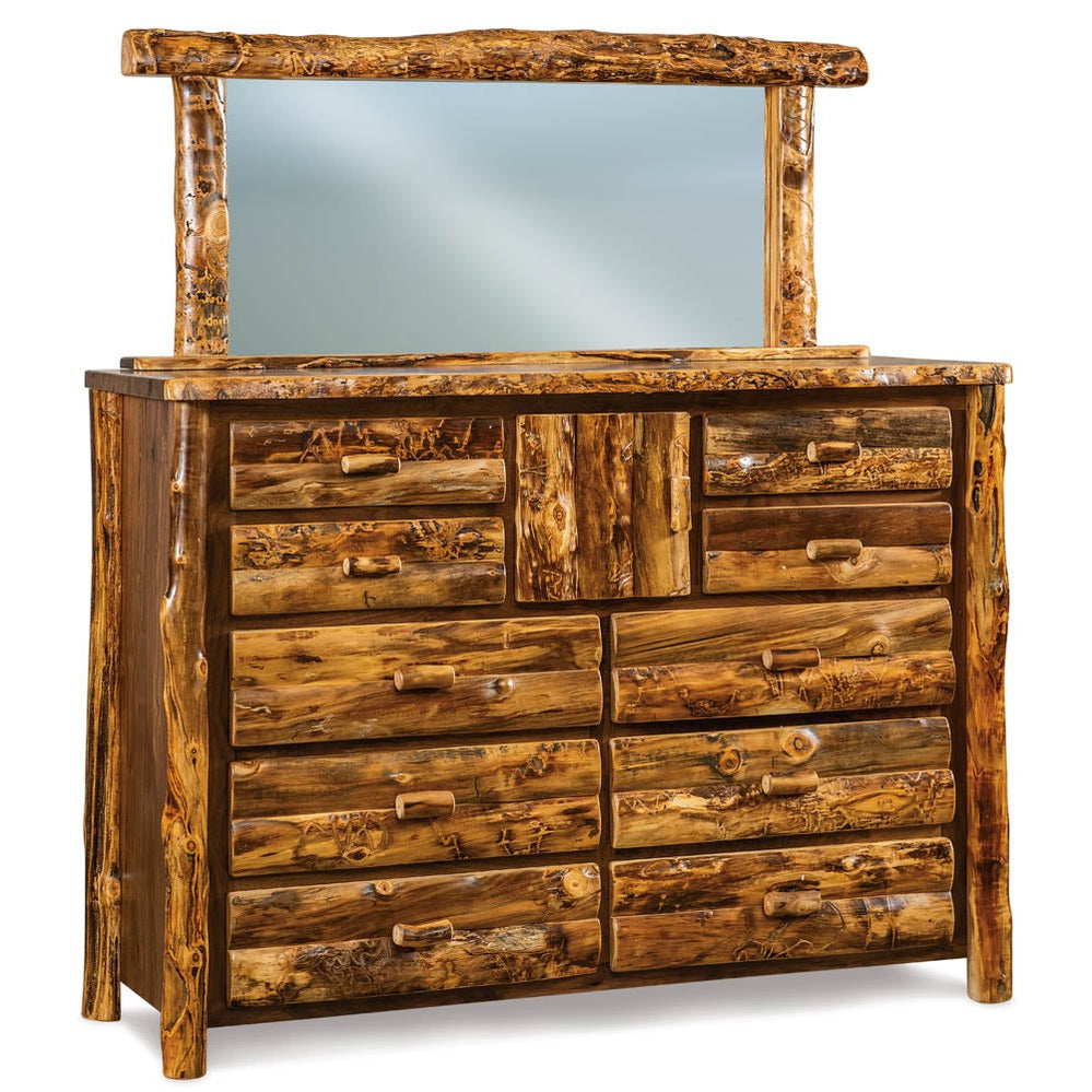 10 Drawer 1 Door Dresser with Mirror - Aspen Walnut
