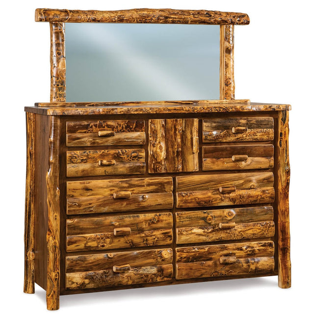 10 Drawer 1 Door Dresser with Mirror - Aspen Walnut