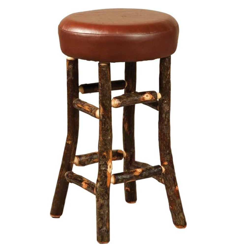 24" Hoosier Bar Stool With Leather Seat