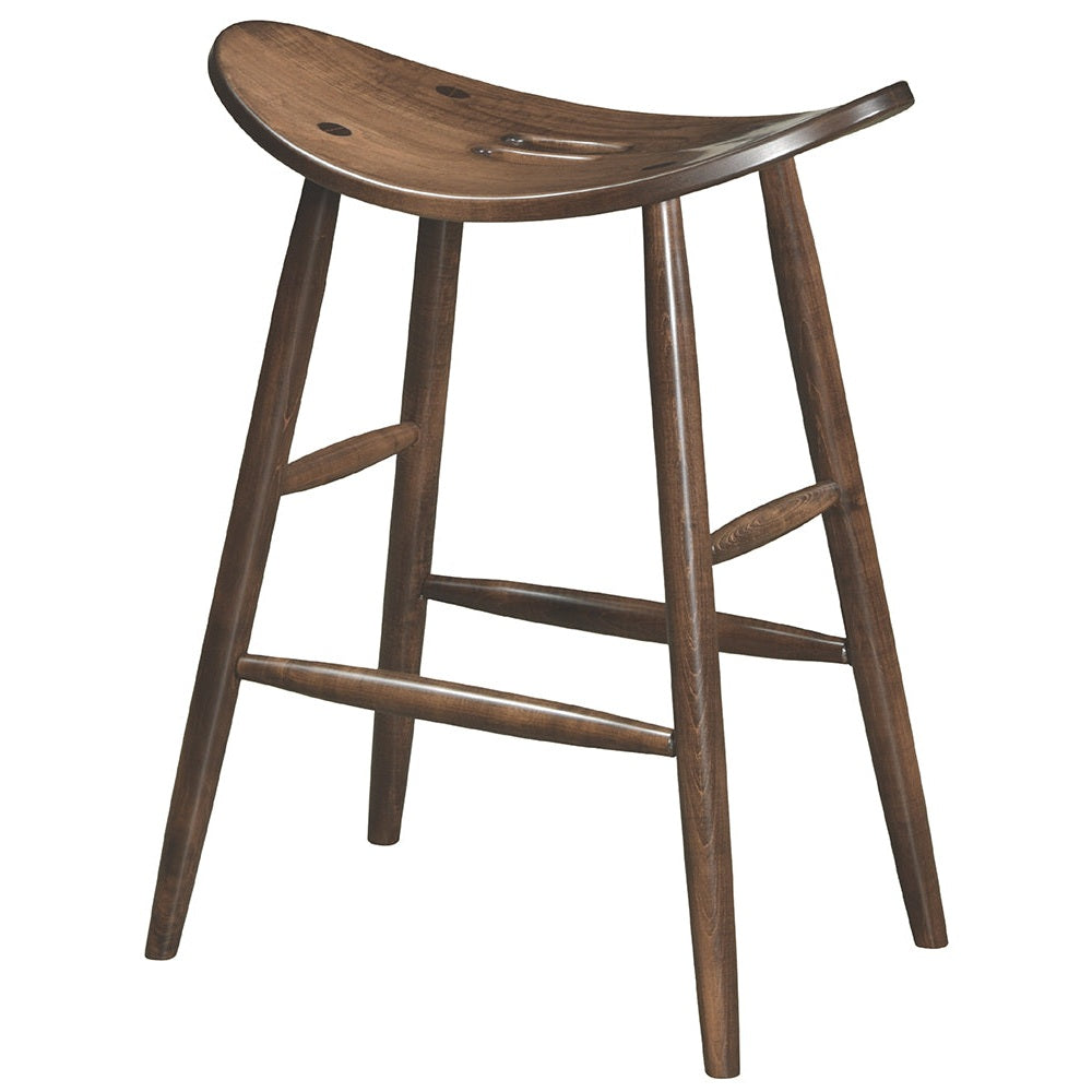 24" Stationary Saddle Bar Stool With Plain Legs