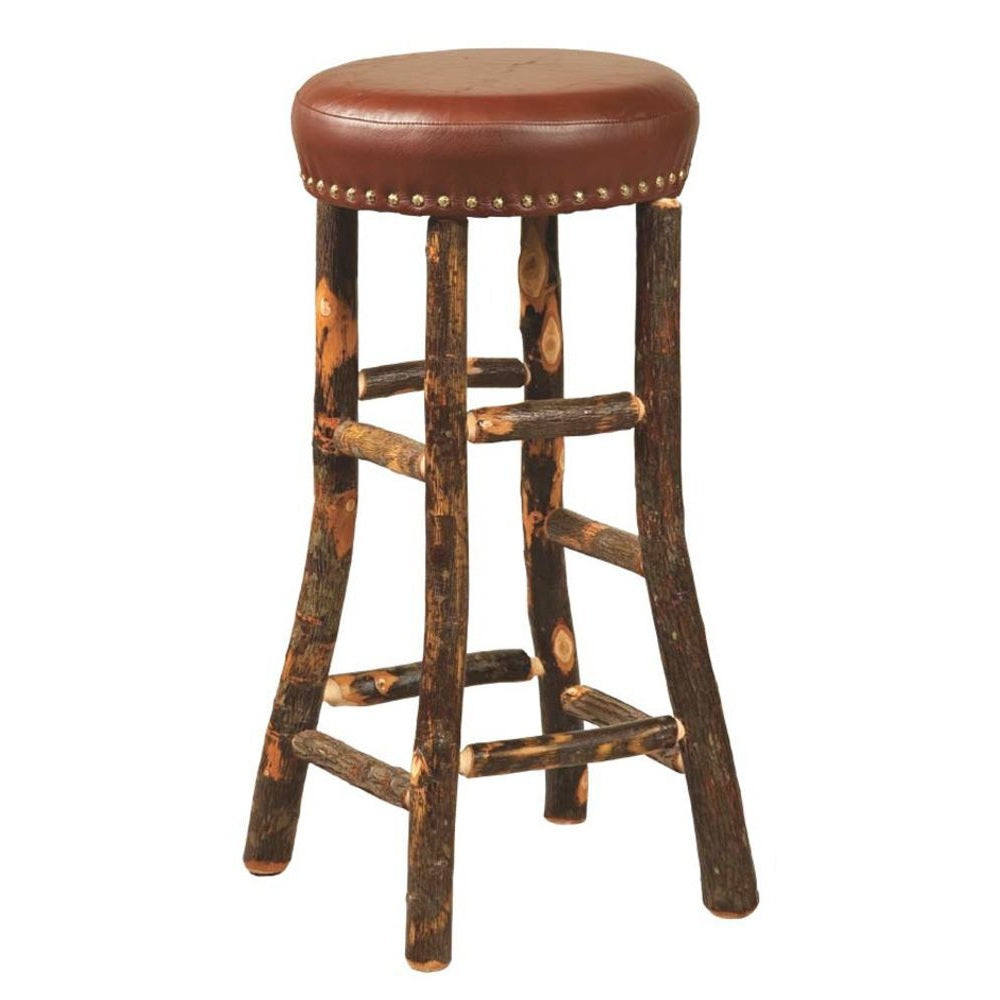 30" Hoosier Bar Stool With Leather Seat