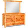 6 Drawer Dresser with Mirror - Plain Pine