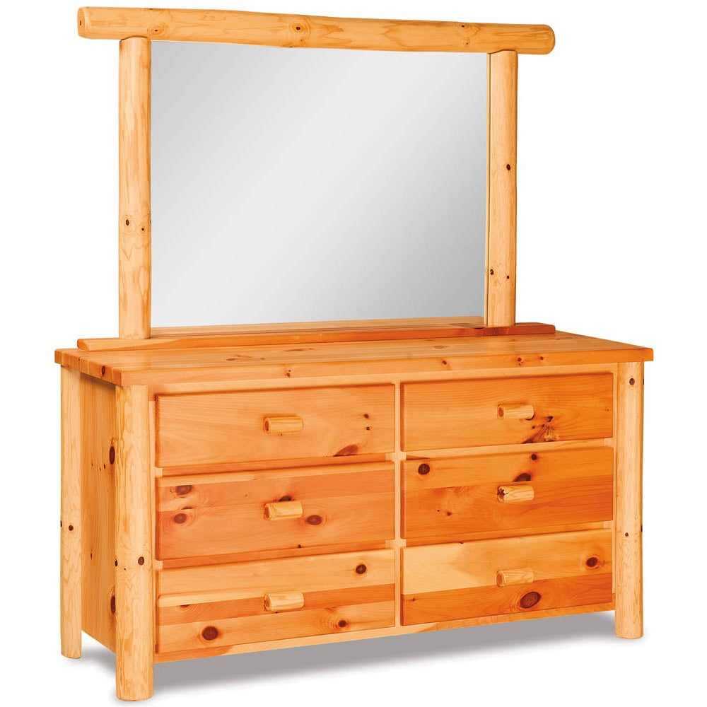 6 Drawer Dresser with Mirror - Plain Pine