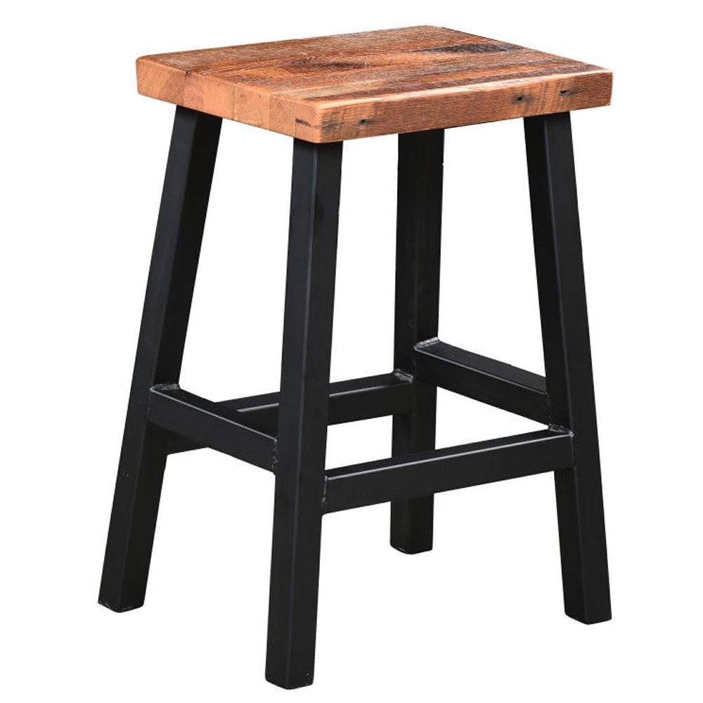 Barnwood Bar Stool with Metal Base