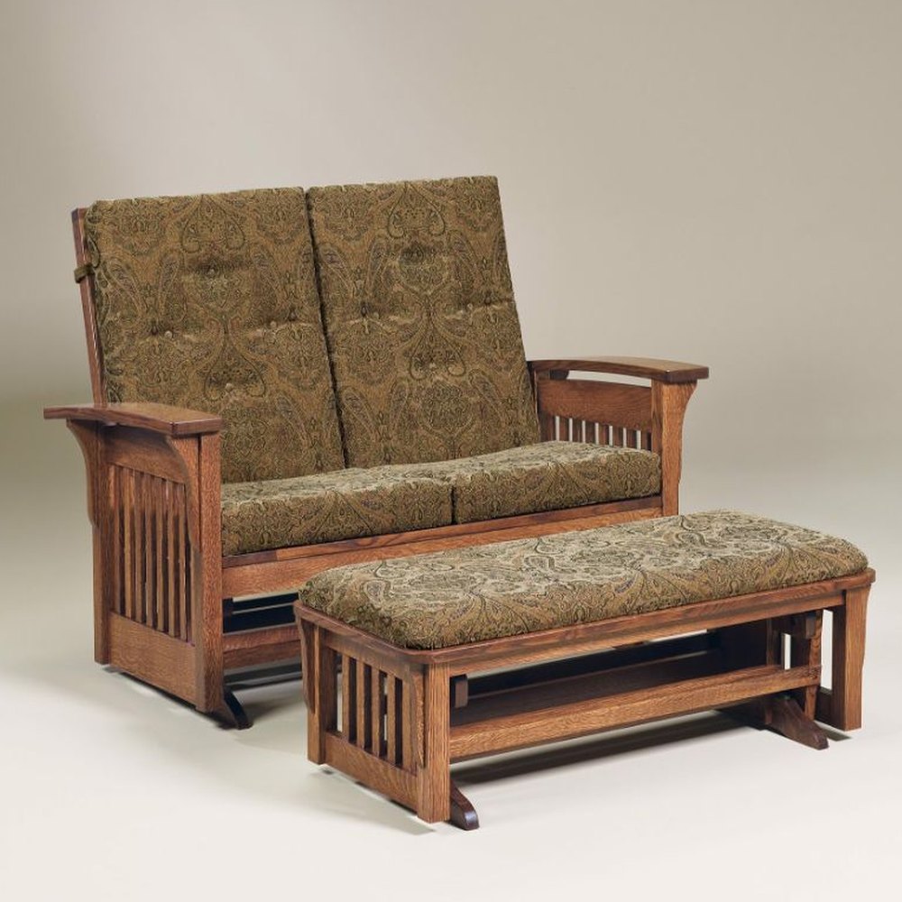 Bow Arm Slat Loveseat Glider