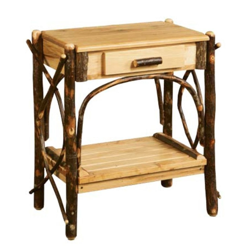 End Table With Slatted Shelves And Drawer