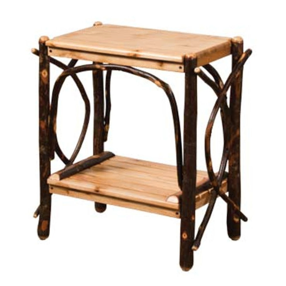 End Table With Solid Top And Slatted Shelves