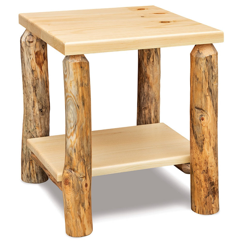 End Table with Shelf - Rustic Pine