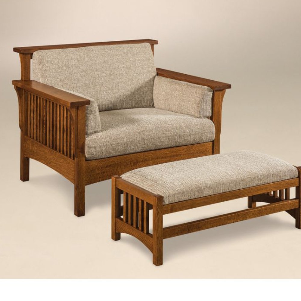 Highback Slat Chair W/ Footstool