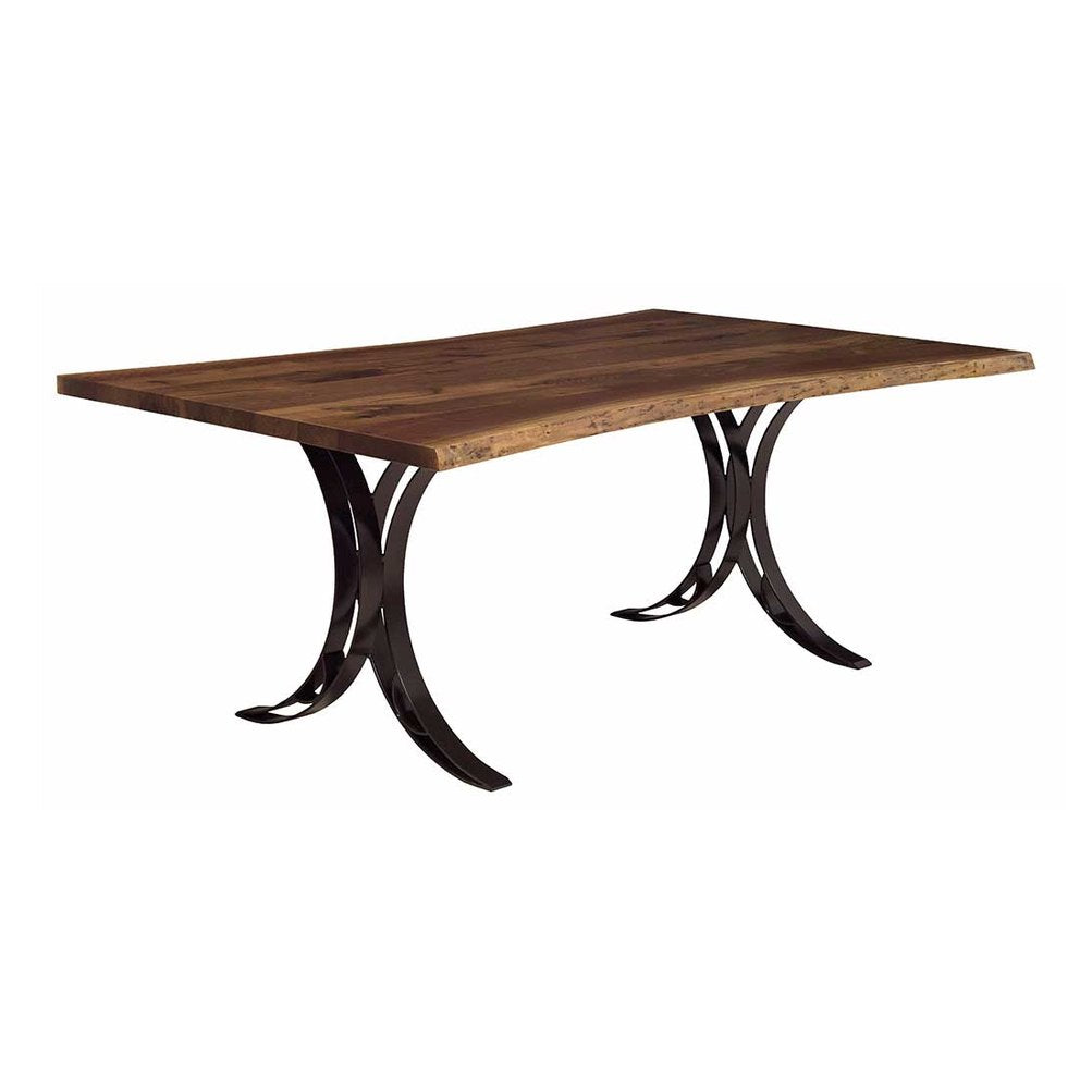 Live Edge Dining Table with Double Curved Base