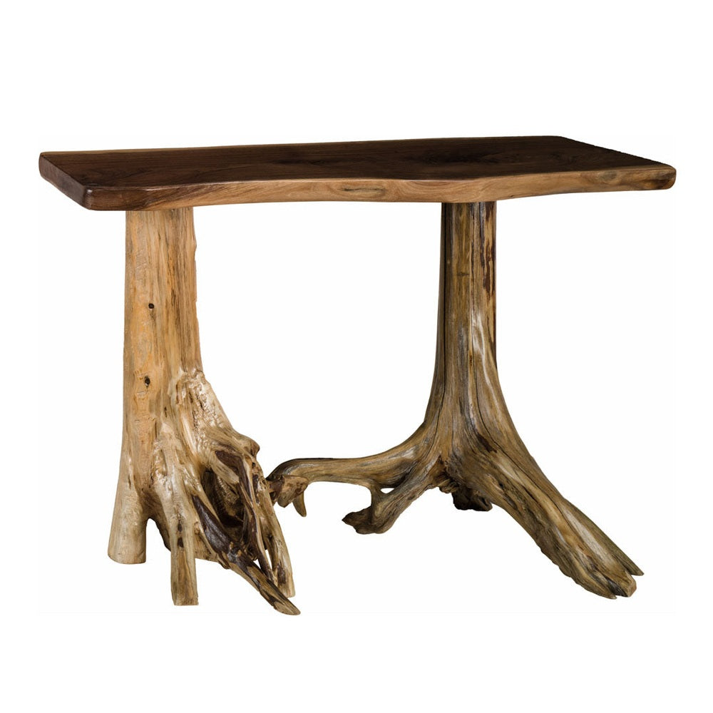 Live Edge Sofa Table with Stump Base