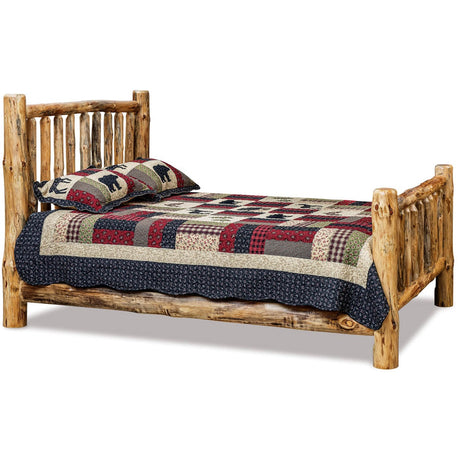Rustic Pine Bed with Small Spindles