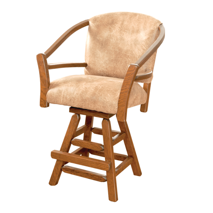 Rough Sawn Barnwood Swivel Hoop Bar Chair