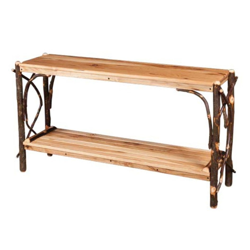 Sofa Table With Solid Top And Slatted Shelves