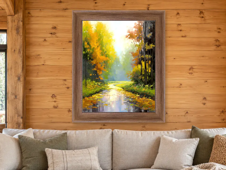 Open Poise Landscape Framed Wall Art framed on a wall
