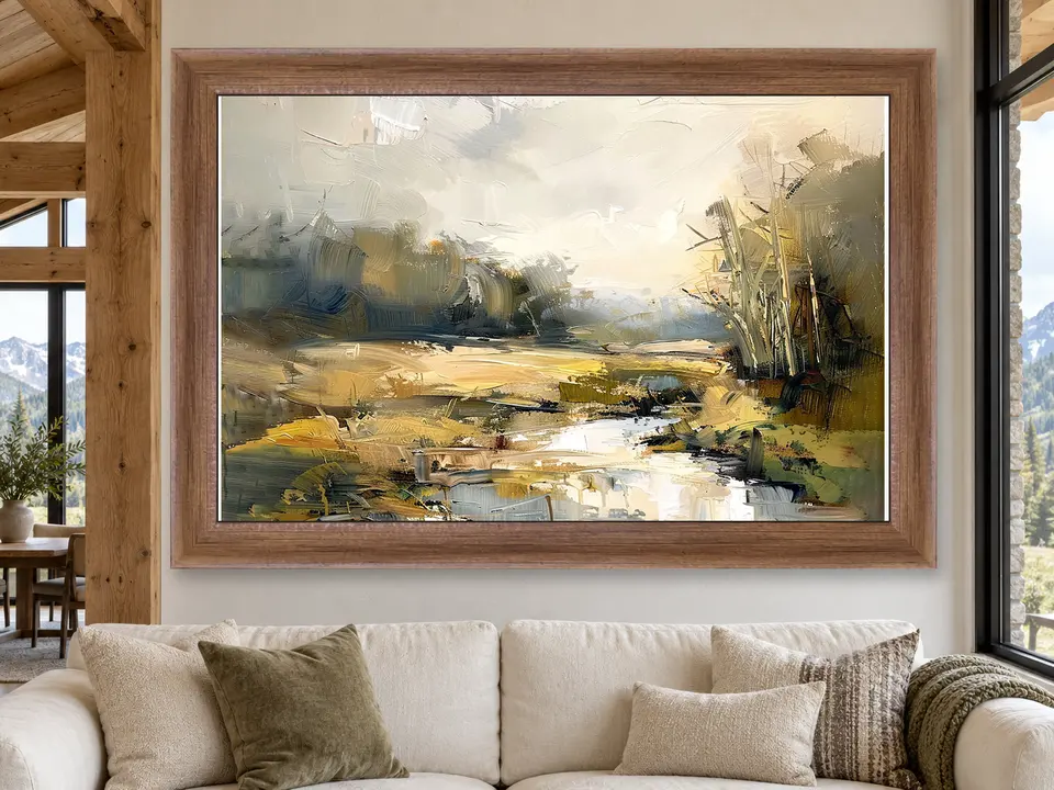 Gentle Comfort Landscape Framed Wall Art framed on a wall