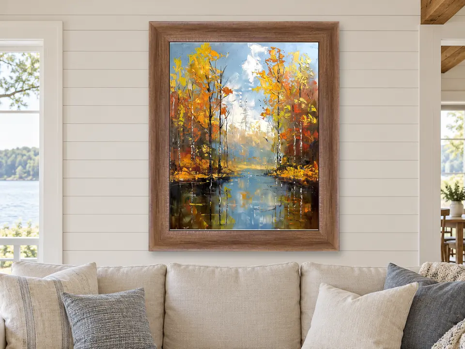 Hidden Daydream Pond Landscape Framed Wall Art framed on a wall