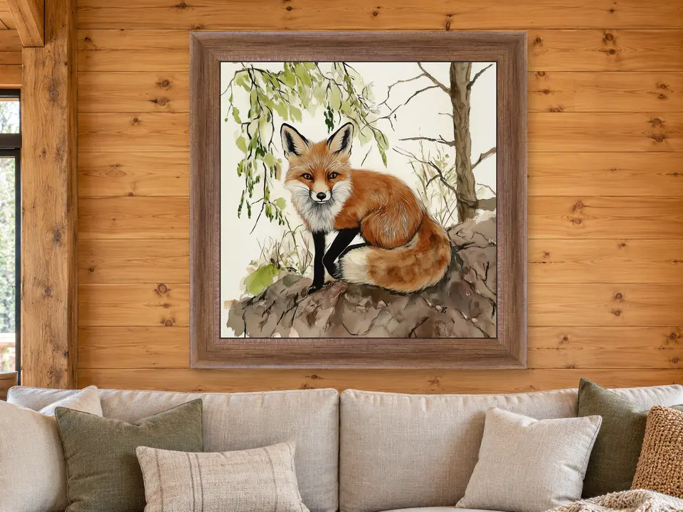 Distant Promise Red Fox Framed Wall Art framed on a wall