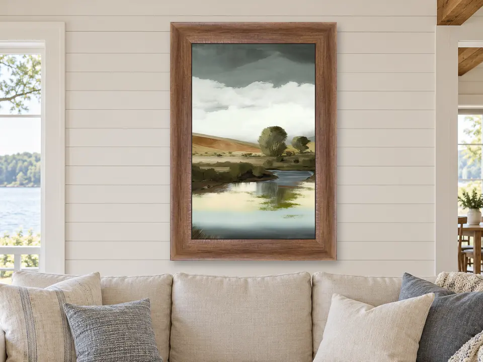 Hidden Echo Meadow Landscape Framed Wall Art framed on a wall