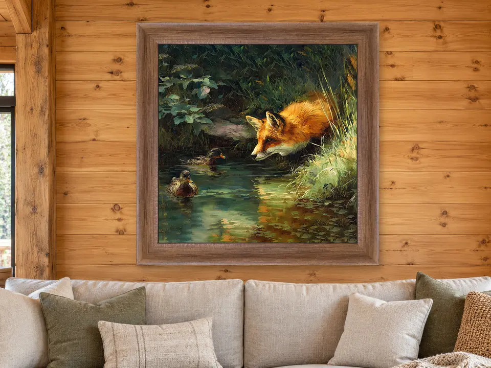 Enduring Solitude Red Fox Framed Wall Art framed on a wall