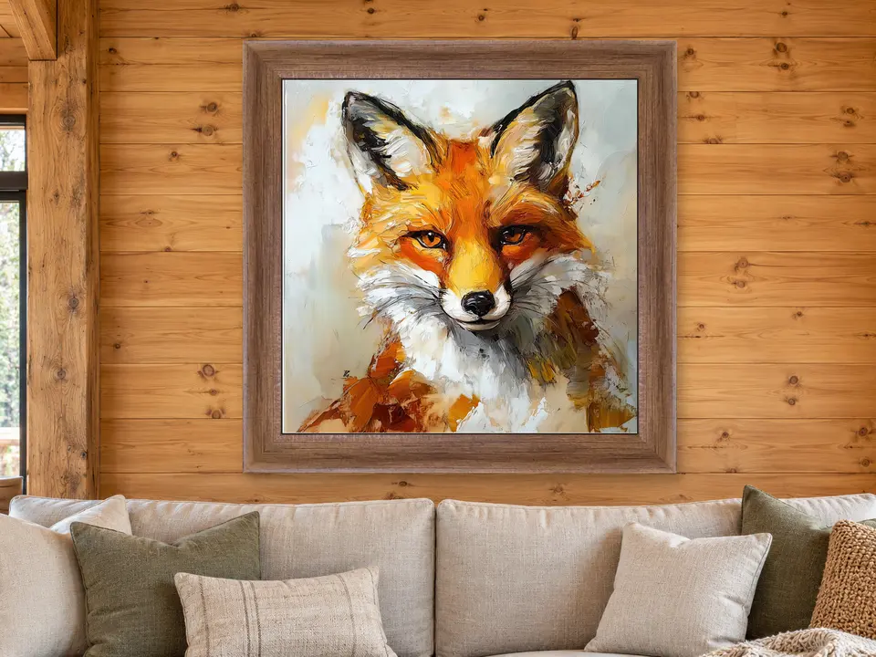 Wandering Horizon Red Fox Framed Wall Art framed on a wall