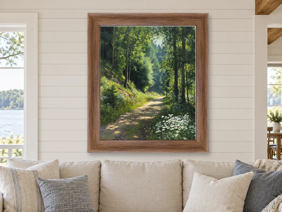Timeless Awakening Floral Landscape Framed Wall Art framed on a wall