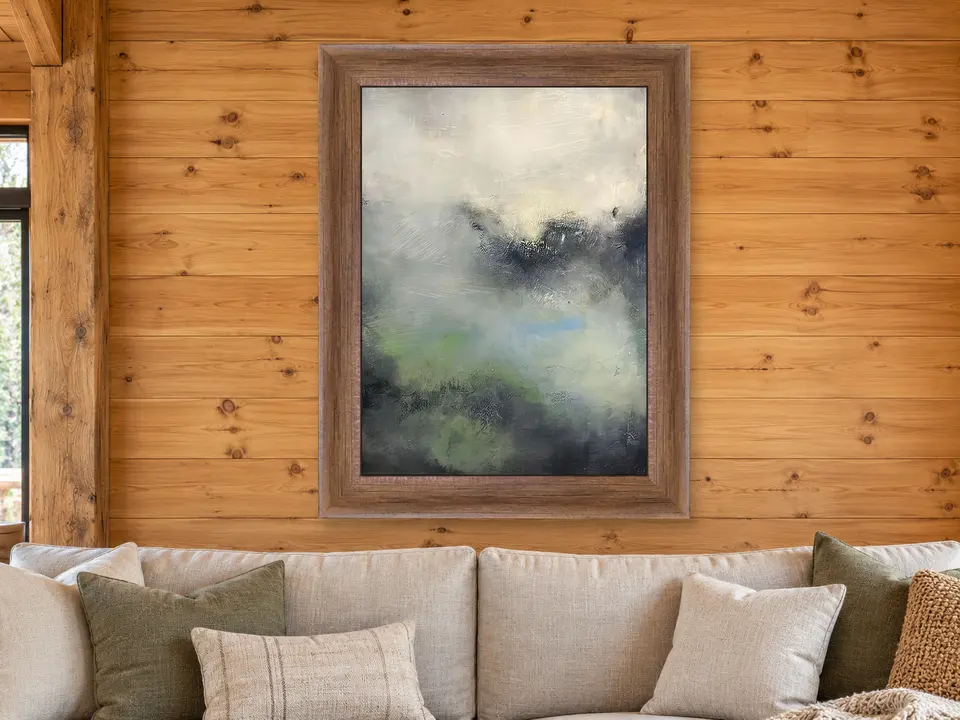 Wandering Legacy Abstract Cloud Landscape Framed Wall Art framed on a wall