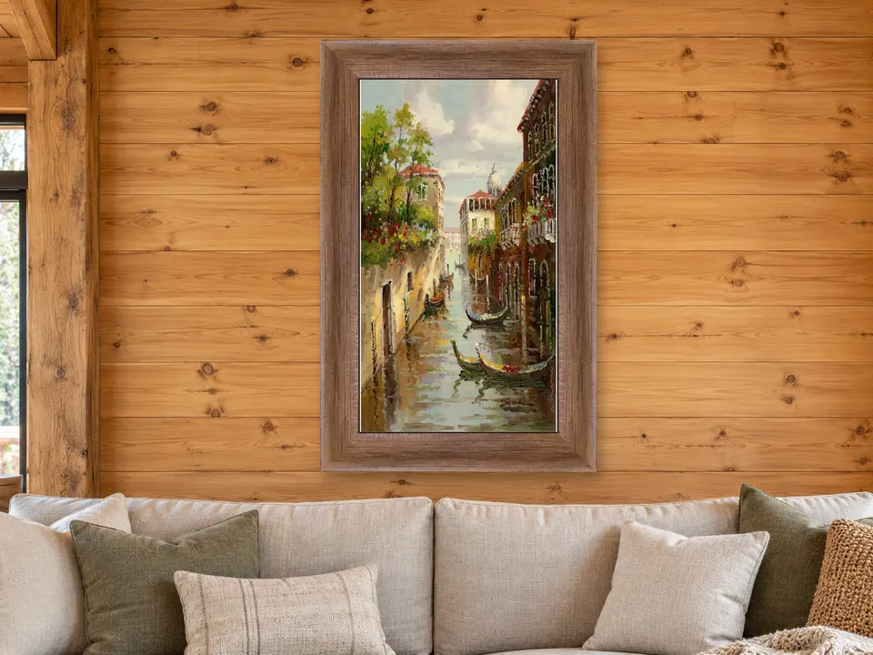 Hidden Moment Gondolas Framed Wall Art framed on a wall