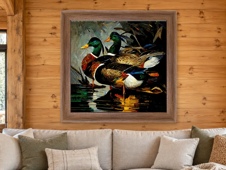 Timeless Moment Mallard Ducks Framed Wall Art framed on a wall