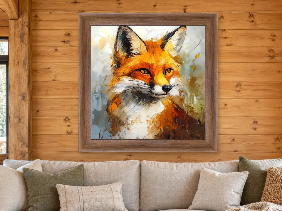 Gentle Reverie Red Fox Framed Wall Art framed on a wall