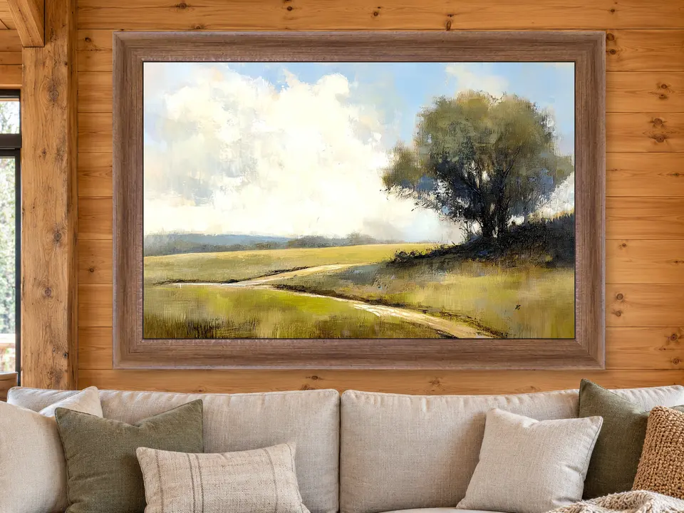 Enduring Breeze Country Road Framed Wall Art framed on a wall