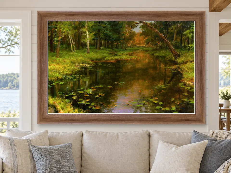 Tender Elegance Woodland River Framed Wall Art framed on a wall