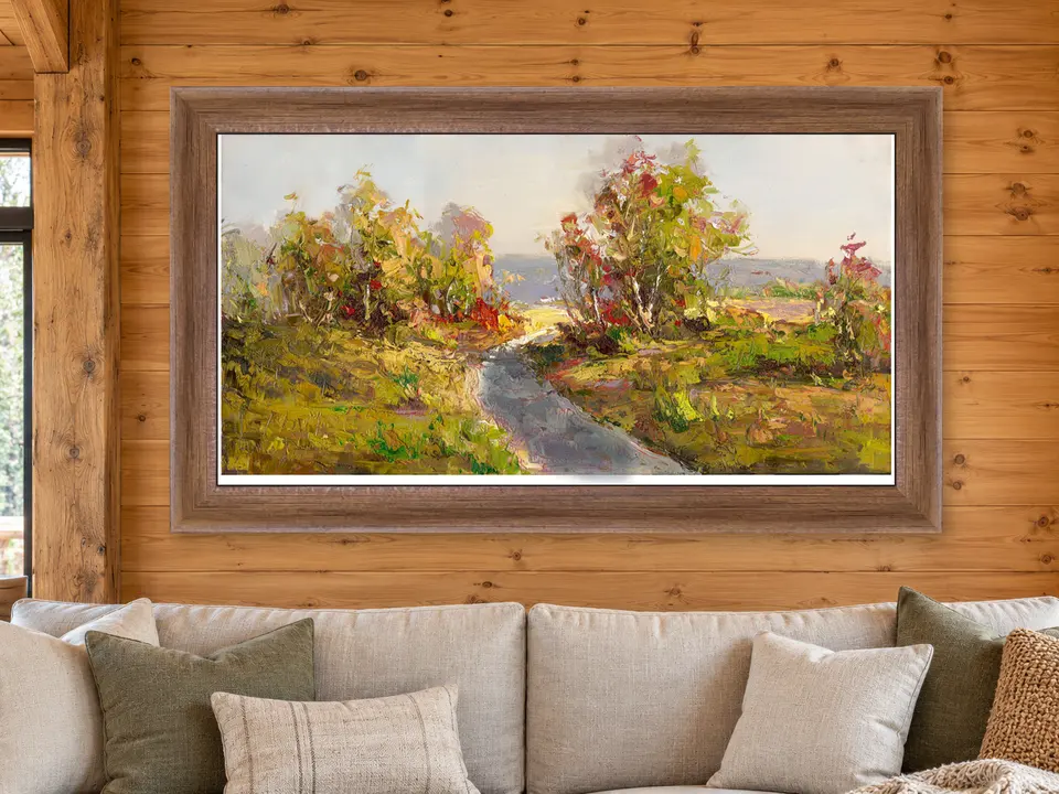 Quiet Resonance Landscape Framed Wall Art framed on a wall