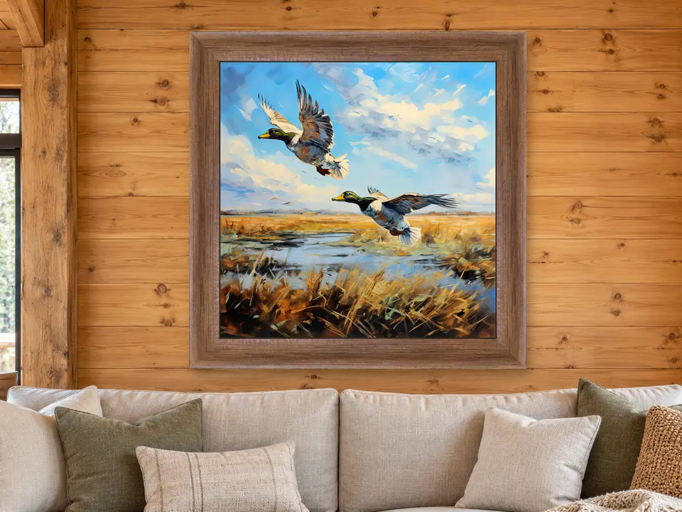 Hidden Breeze Marsh Landscape Framed Wall Art framed on a wall