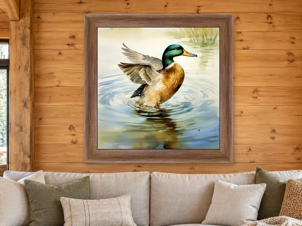 Tender Sanctuary Mallard Ducks Framed Wall Art framed on a wall
