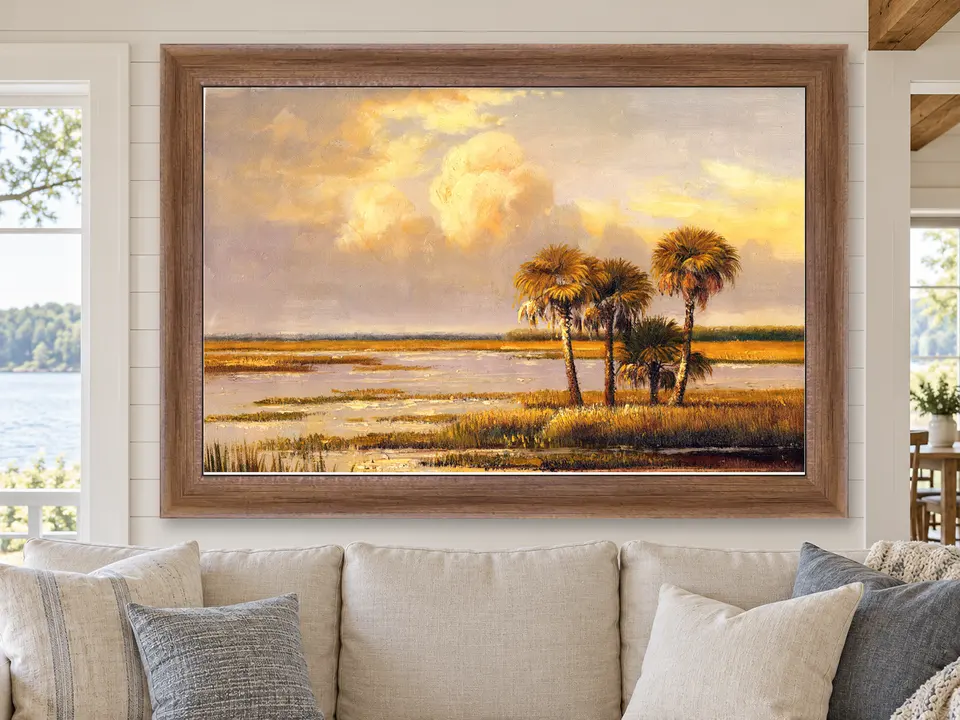 Hidden Journey Marsh Landscape Framed Wall Art framed on a wall