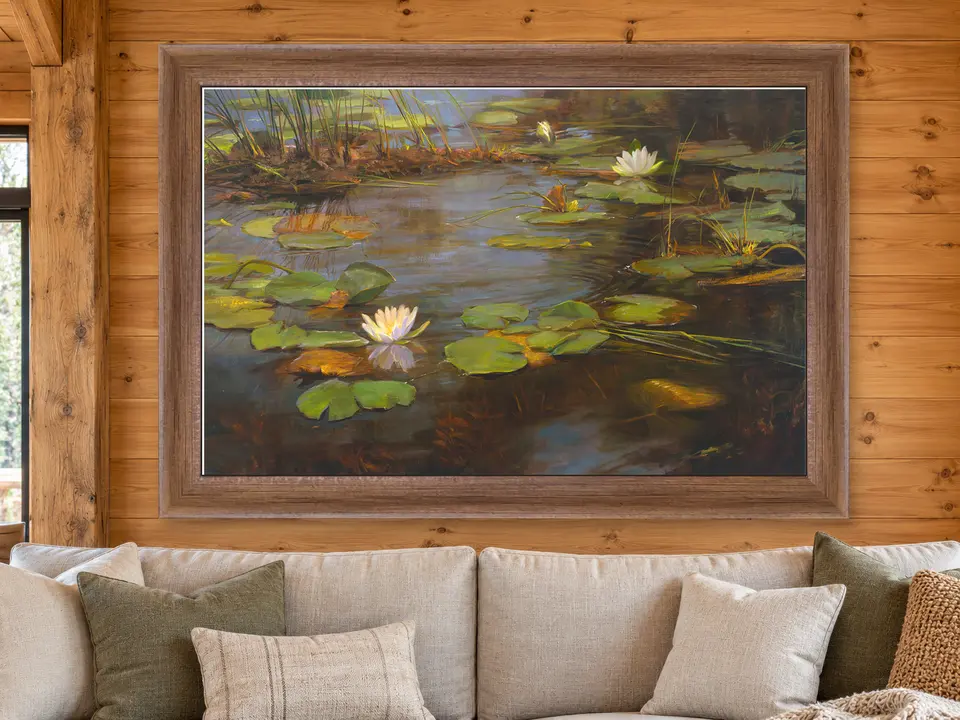 Soft Wander Landscape Framed Wall Art framed on a wall
