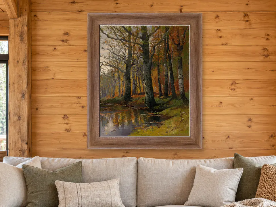Open Promise Birch Woodland Framed Wall Art framed on a wall
