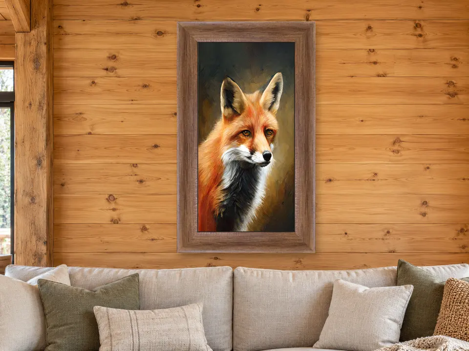 Still Musing Red Fox Framed Wall Art framed on a wall