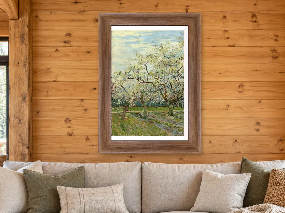 Calm Pause Tree Landscape Framed Wall Art framed on a wall