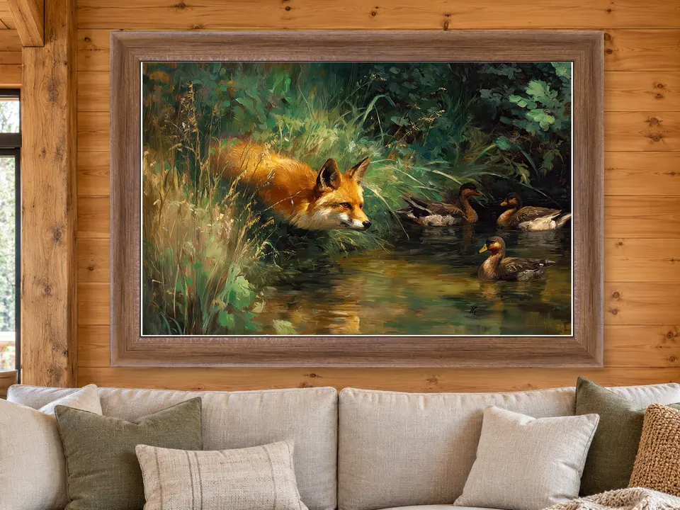 Tender Passage Red Fox Framed Wall Art framed on a wall