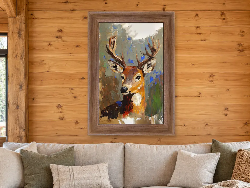 Soft Serenity Deer Framed Wall Art framed on a wall