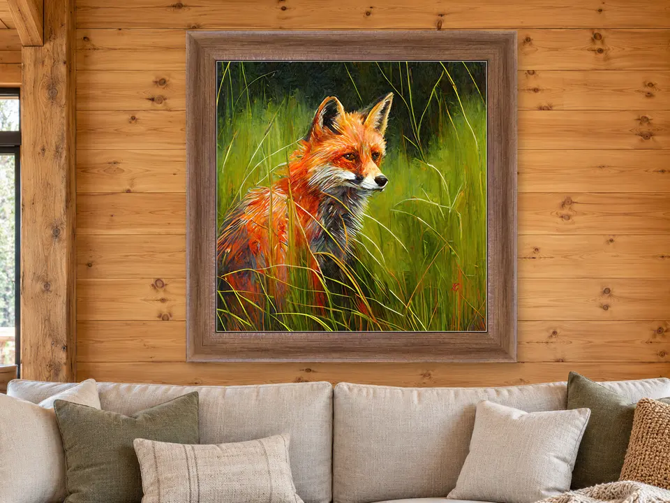 Silent Journey Red Fox Framed Wall Art framed on a wall