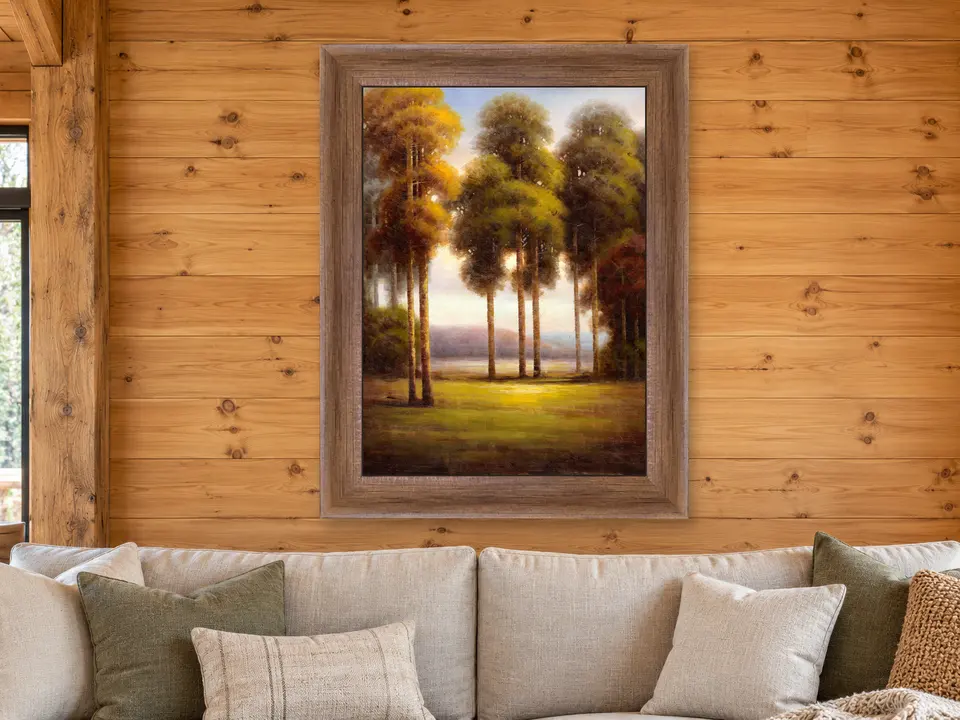 Peaceful Moment Forest Landscape Framed Wall Art framed on a wall