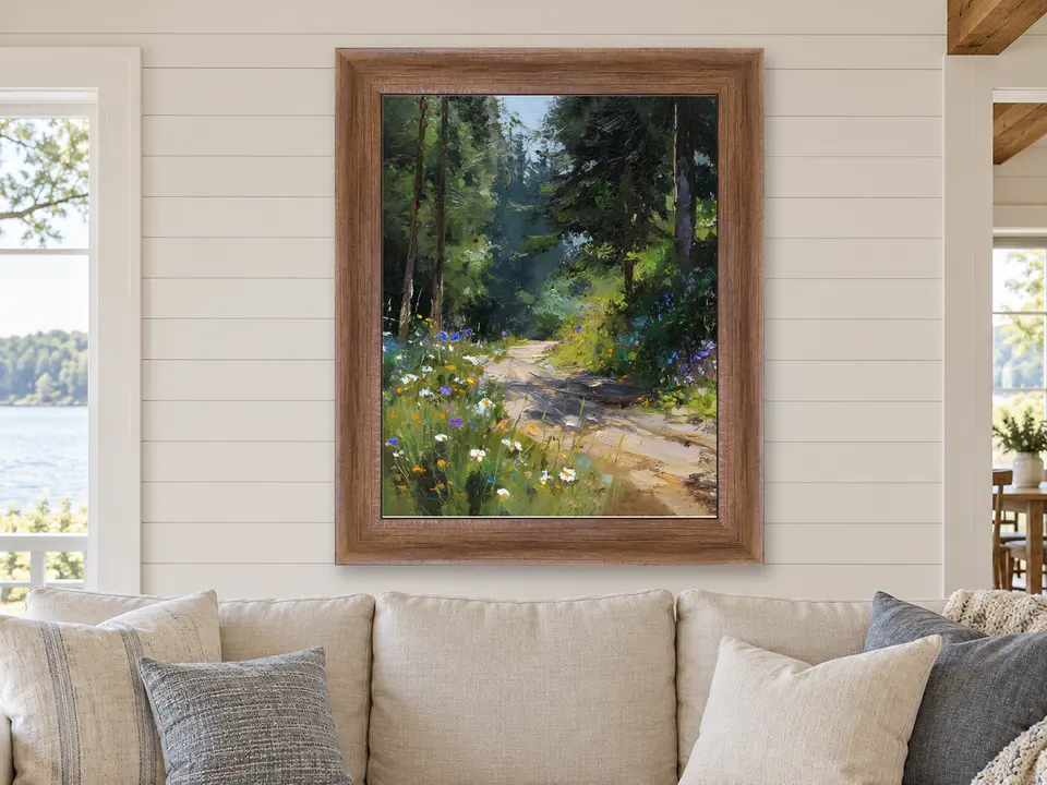 Still Spirit Floral Landscape Framed Wall Art framed on a wall
