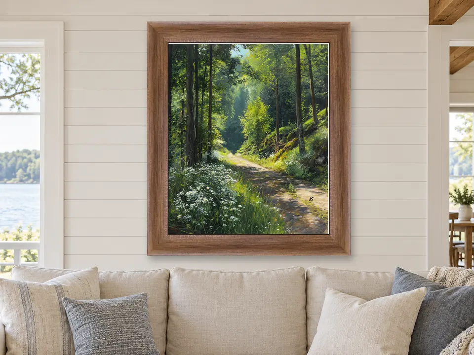 Distant Reverie Floral Landscape Framed Wall Art framed on a wall