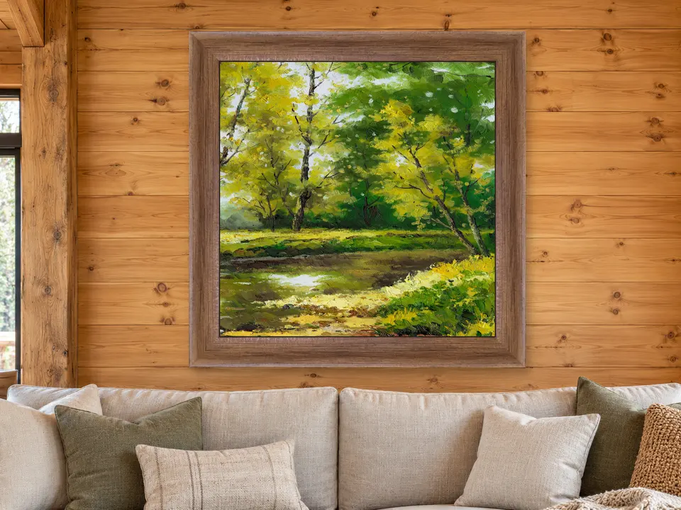 Tender Wander Forest Landscape Framed Wall Art framed on a wall