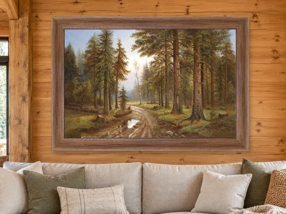 Open Memory Country Road Framed Wall Art framed on a wall