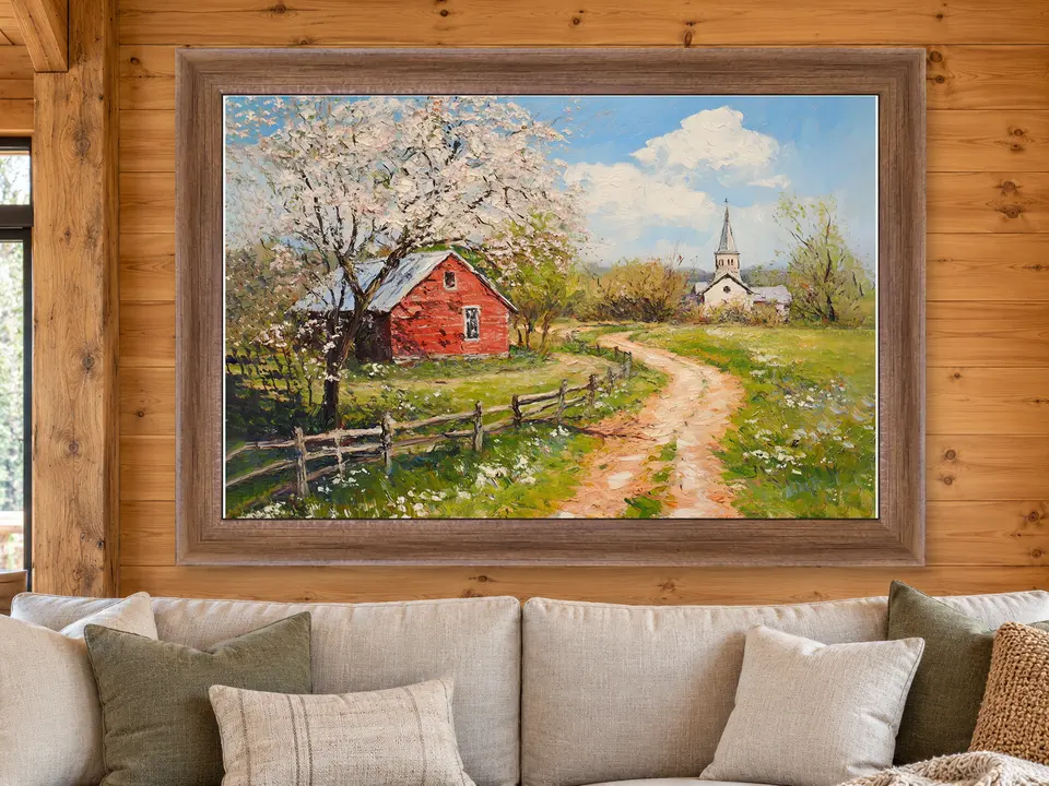 Gentle Keepsake Country House Framed Wall Art framed on a wall