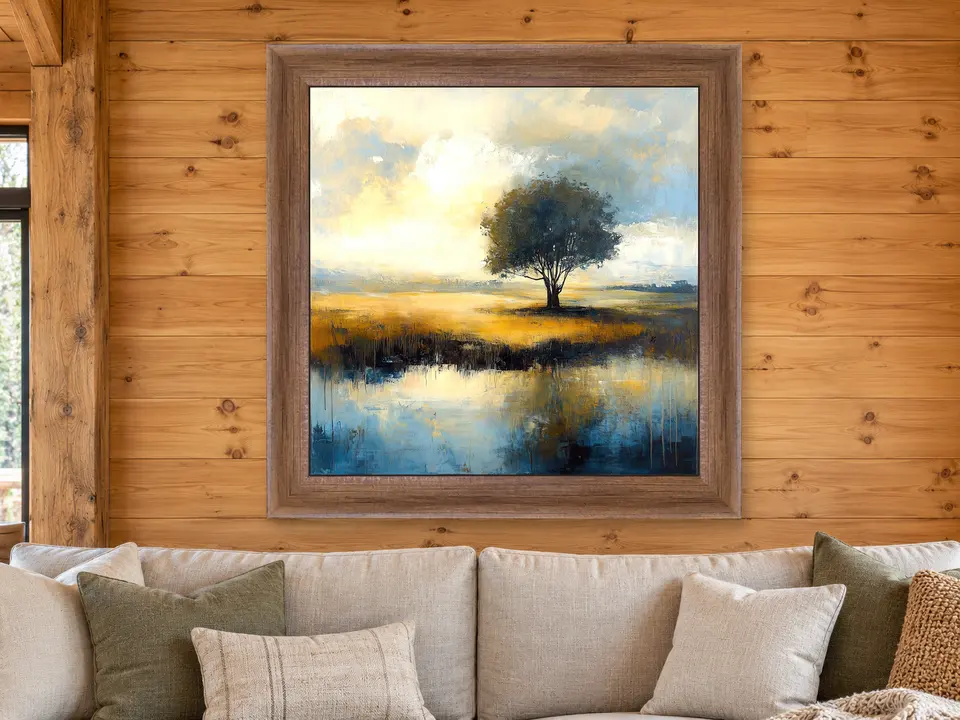 Enduring Memory Tree Landscape Framed Wall Art framed on a wall